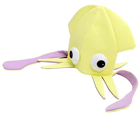 DRESSOOS Lustiger Junge Mädchen Cartoon Octopus Hut Gelb Weicher Karneval Kopfbedeckung Bequemer Und Sicherer Kopfschmuck Für Fasching Bühne Geburtstagsfeier Und Fotoshooting