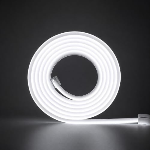 ANSIEN® Strisce LED 220 V al neon (bianco freddo, 2 M),ogni taglio di 10 cm, 12 W/m COB luce a corda alta luminosità, IP65 impermeabile con spina per raddrizzatore e adesivo, neon LED per casa, bar