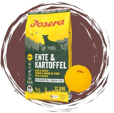 Josera - Hundefutter - Josera Exclusive Ente & Kartoffel - Getreidefreies Hundefutter mit Ente für Genießer - Trockenfutter 12,5 KG + Goodie Frisbee