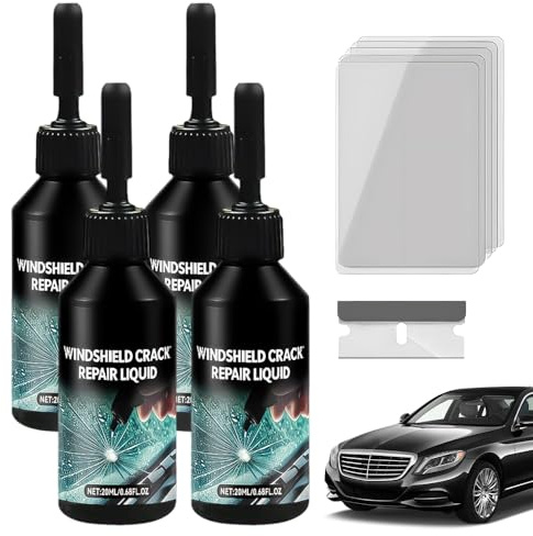 ComedyKing Glas Reparatur Set, Steinschlag Reparaturset Windschutzscheibe Reparaturset, Glasreparaturflüssigkeit Scheibenkleber Auto Zur Reparatur Langer Rissen, Löchern, Rissen, Spinnennetzen (4pcs)