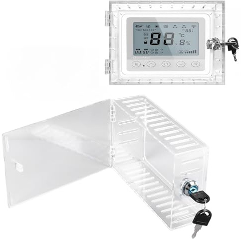 Thermostat Lock Box with Key,Clear Thermostat Cover Lock Box Guard Universal 7.3 x 4.7 x 2.2in Easy to Install Outdoor Key Hider