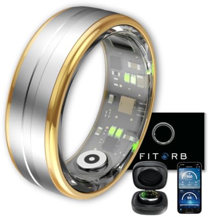 Fitorb Smart Ring Pro - Das Original. High-Tech Fitness- & Gesundheitsring, Schlafanalyse, 24/7 Aktivitätstracking. Temperaturmessung, Stress. Proberinge. (Saturn, Silber, 22,4 mm (13))