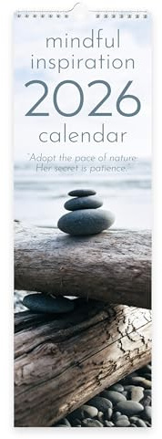 Mindful Inspiration - Calendario de pared delgado 2026, planificador mensual con citas tranquilas y fotografía escénica, embalaje sin plástico