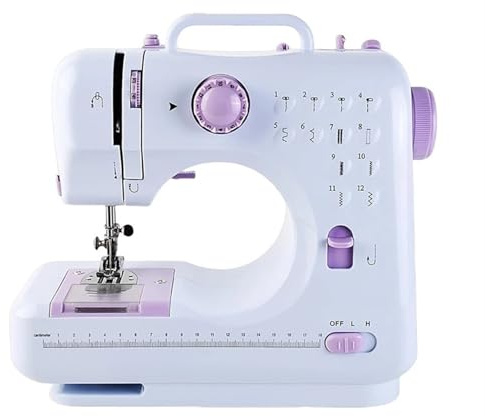 Maquina de Coser, Máquina de coser portátil con 12 puntadas incorporadas, máquina de coser for manualidades y remendar con pedal, máquinas de coser de viaje for principiantes