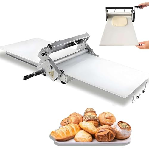 Macchina stendi pasta manuale pieghevole acciaio inox, regolabile 0-25 mm, per croissant, pizza, pasta sfoglia, pane, biscotti, ideale per casa, bar e laboratori artigianali(90x40cm)