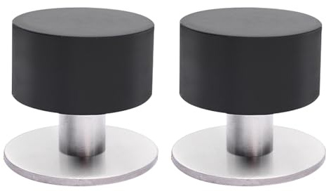 2 Pack Door Stoppers for Floor, 40mm Stainless Steel Rubber Door Stoppers, 2-in-1 Mounted Doors Stoppers for Skirtings, Wall Protector Doors Stops Indoors w/ 2 Bolts, Noise Dampening Bumper Top