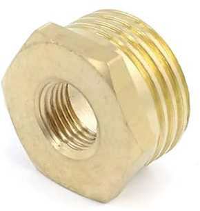 VAYEODEYU Brass Garden Hose Connector, Brass Hex Bushing Reducer Pipe Fitting Threaded F To M Adapter Gold Tone Multiple Sizes(F 3/4-M 1)