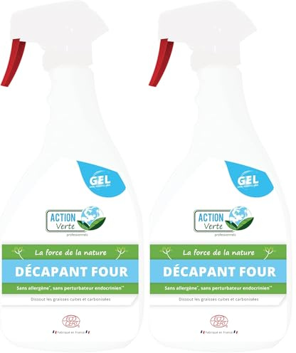ACTION VERTE - Décapant four - Dissout les graisses cuite et carbonisées - Formule naturelle - Contact alimentaire - Format gel - 1L - Fabrication française - Réservé aux professionnels (Lot de 2)