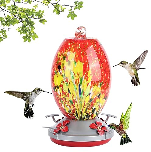 Depisuta Vibrant Hummingbirds Wasserspender Zum Aufhängen, Werkzeug für den Garten, Innenhof, Praktisch und Einfach zu Montieren, 25,4–28,7 Unzen, 21 X 10 X 11 cm, Geeignet für Vogelbeobachter (Q1)
