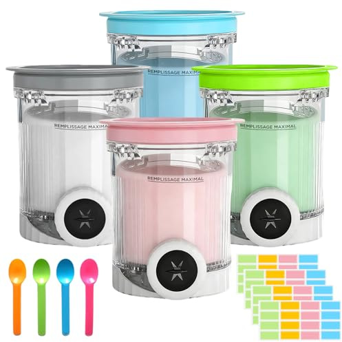 DAZZTIME Recipiente para Helados Ninja Creami,4 Piezas Accesorios para Máquina de Helado Serie NC700/NC701,Recipientes de Repuesto para Ninja Swirl CREAMi,Sin BPA,Apto para Lavavajillas