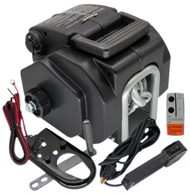 Montacargas eléctrico Cabrestante eléctrico para remolque de barco 12 V y 5000 libras | portátil entrada salida para barcos, camiones vehículos recreativos Polipasto Cabrestante Eléctrico