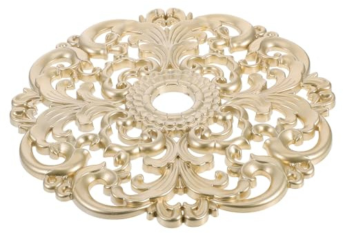 MERRYHAPY Runde Flache Deckenrosette aus Kunststoff im Europäischen Stil für Wohnräume und Esszimmer mit Goldener Farbe zum Verbergen von Deckenöffnungen und Makeln