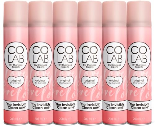 COLAB Dry Shampoo, Original, 200ml, Pack of 6 - No Fuss, All Hair Types, Fresh Scent