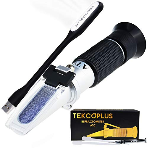 Ottica di uva da vino Rifrattometro con ATC, Doppia scala 0-25% vol e Alcol e 0-40% Brix, per fare il vino, birra a casa, Enologo, con luce LED e pipette