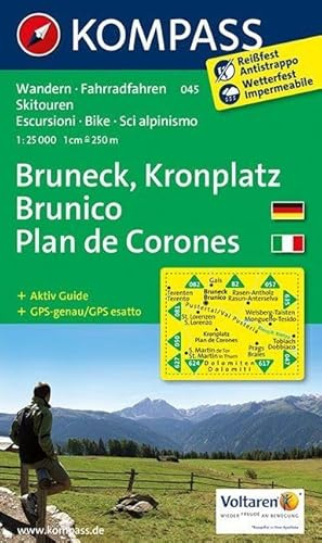 KOMPASS Wanderkarte Bruneck - Kronplatz - Brunico - Plan de Corones: Wanderkarte mit Aktiv Guide, Radrouten und alpinen Skirouten. GPS-genau. Dt. /Ital. 1:25000