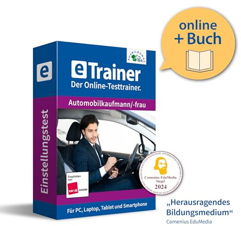 Einstellungstest Automobilkaufmann/-frau Prüfungspaket | Online-Trainer + Logik-Buch | Aufgaben mit Antworten und Lösungswegen | Auswahlverfahren erfolgreich bestehen | Deutsch, Wissen, Mathe, Logik …