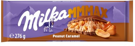 Milka MMMAX Peanut Caramel Tafelschokolade, 276 g | Alpenmilch-Schokolade mit Erdnüssen, Karamell, Milchcrème und Knusper-Reis