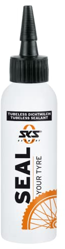 SKS GERMANY Seal Your TYRE - TUBELESS DICHTMILCH für Fahrradschläuche und Tubeless-Systeme (versiegelt Risse und Einstichstellen bis 6 mm, CO2 kompatibel, genügt für 1-2 Mountainbike-Reifen, 125 ml)