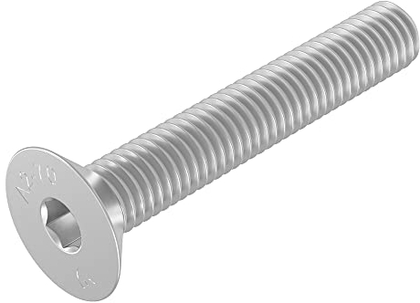 SECCARO Vite a testa svasata M10 x 60 mm, acciaio inox V2A VA A2, DIN 7991 / ISO 10642, esagono incassato, 20 pezzi