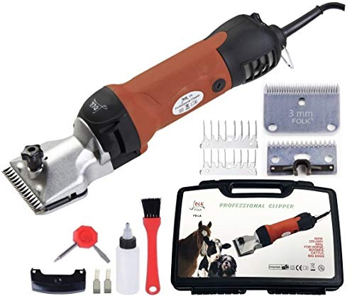 Folk Esquiladora peladora FL8B Caballo 500W Cabezal Lister Pro - Caballos, mulos, Perros, Gatos. Recomendada (C- Mas Cuchilla y Peine 3 mm)