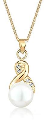 Elli Damen Halskette Infinity Perle mit Kristalle