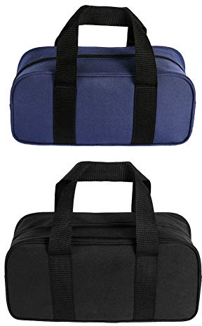 Tool Bags 2-Piece Toolbag Organizer Wide Open Mouth Storage (A, black+blue)