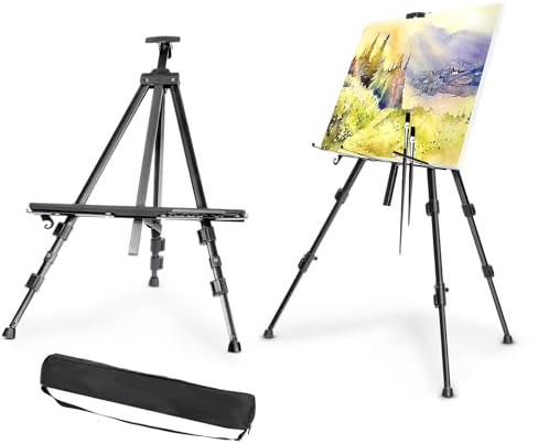 BALLSHOP Aluminium Staffelei 52-160cm Verstellbar Feldstaffelei Schwarz Anzeigen Atelierstaffelei Stativ Dreifuss Stand +Tasche Für Leinwand Poster Hochzeit Skizzieren Malen