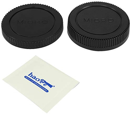 Haoge Camera Body Cap and Rear Lens Cap Cover for Olympus Panasonic BMPCC Micro Four Thirds MFT M4/3 M43 Mount Camera Lens Such as E-M1 II E-M5 E-M10 III Pen-F E-PL9 PENF GH5S G9 GH5 G80 G85 GX8 GX9