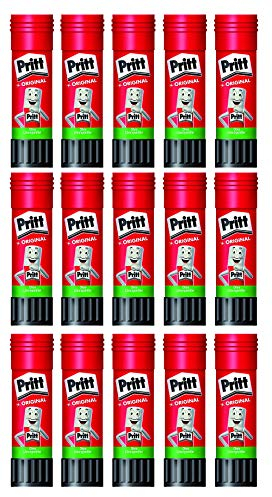 Pritt Klebestift, sicherer und kinderfreundlicher Kleber für Kunst und Bastelarbeiten, starker Klebstoff für Schule & Bürobedarf, 43g (15er Pack)