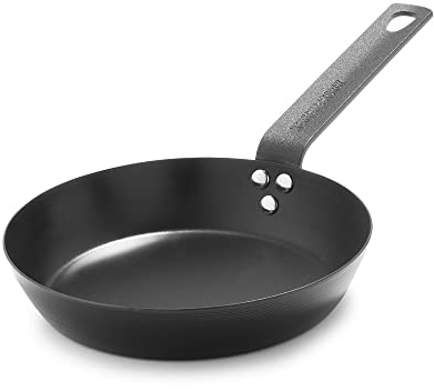 Merten & Storck Pre-Seasoned Carbon Steel Induction 20cm Frying Pan Skillet, Oven Safe up to 315°C, Black