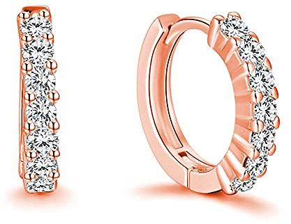 Funkelnde Creolen Ohrringe aus 925 Sterling Silber mit Steinen für Damen I Kreolen Geriffelt klein mit Zirkonia Steinen I Schmuck in hochwertiger Juweliersqualität