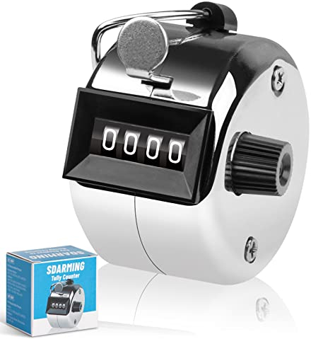 SDARMING Handzähler Zähler, Metall Zähler Klicker Counter, 4-Stellige Zähler für Personenzähler, Golf, Reihenzähler Stricken.