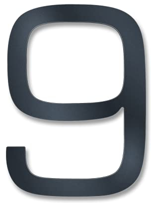 Metzler Moderne Hausnummer aus massivem Stahl - Moderne Schriftart - Feinstruktur Pulverbeschichtet Anthrazit RAL 7016 - inkl. Befestigungsmaterial - Höhe 20 cm - Ziffer 9