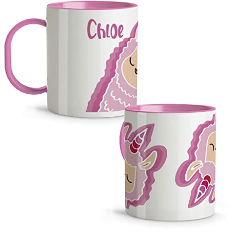 LolaPix Tasse Licorne. Tasse Personnalisée Prénom.Tasse Plastique. Mug Enfant. Sans BPA. 330 ml. Ami des alpagas
