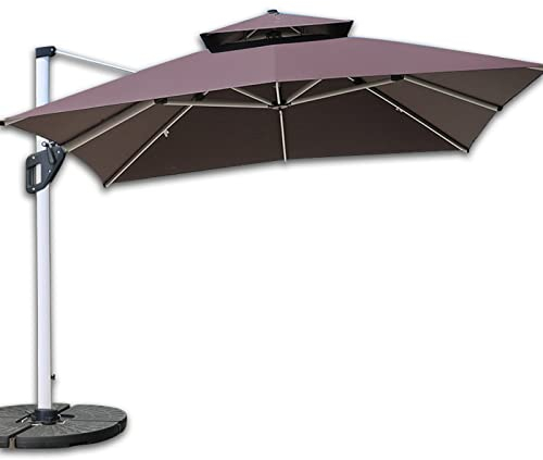 HARICSET Sonnenschirm Ampelschirm Cantilever Parasol Garden Parasol Windsicherung Marktschirm Groß 360Ḟ Rotation, Gartenschirm mit Kurbel Sonnenschutz U(Size:3 * 3m(45Lbase),Color:Braun)