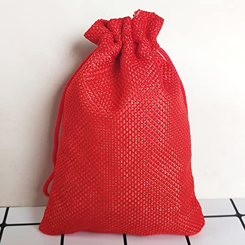 50 Stück Jute Sack Jutesäckchen Jutebeutel, Mini Kleine Stoffbeutel Flachbeutel Baumwolle Säckchen für Weihnachten Halloween Ostern Muttertag Hochzeit Geburtstag Papiertüten-rot 1-10x14cm