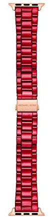 Michael Kors Bracelet en acier inoxydable rouge pour Apple Watch®, 38/40/41 mm (modèle : MKS8047), taille unique, bracelet pour Apple Watch®, Rouge, taille unique, Bracelet pour Apple Watch®