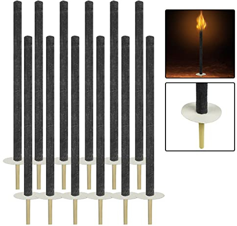 YARDIN Lot de 100 torches pour extérieur, torches de combustion 100 min, torches de cire avec poignée de 12 cm pour flambeaux et flambeaux pour randonnée nocturne