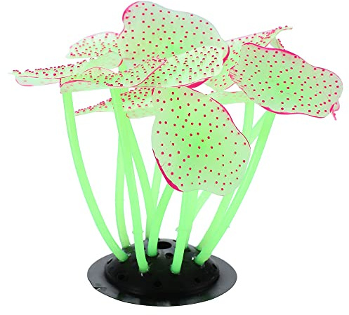 VOCOSTE Künstliche Korallenpflanze Grün 1 Stück Aquarium Dekoration | 16.5x16.5x9cm, Für Terrarium, Aquascaping, Mit Saugnapf, Weich, Waschbar, Rostfrei, Leicht Zu Reinigen
