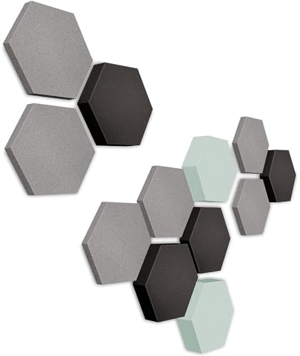 platino24 Akustikpaneele 12 Elemente Edition LOFT 3D I Ø 300mm Akustikplatten Schalldämmung Wand & Decke I Akustikschaum Schall-Absorber aus Basotect 30-70mm mit farbiger Akustikbeschichtung