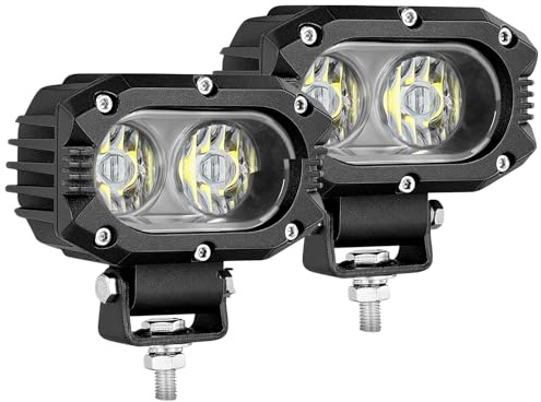 Braveway - Faro de trabajo LED de 4 pulgadas, 80 W, 9600 lm, proyector de largo alcance, LED para moto, 4 x 4, antiniebla LED, luces adicionales, barra para motocicleta, coche, tractor, camión, SUV
