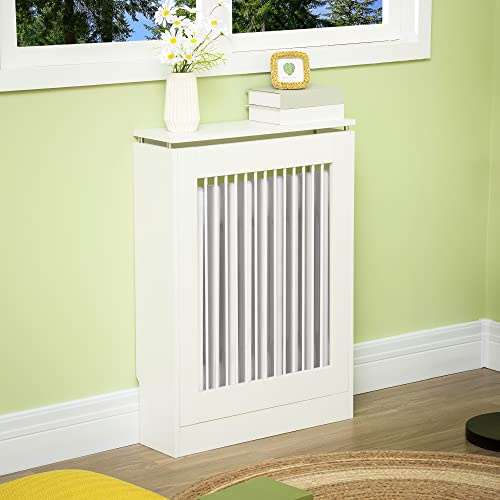 HOMCOM Housse de radiateur moderne peinte en MDF avec étagère supérieure pour salon chambre bureau 60 x 18 x 84 cm Blanc