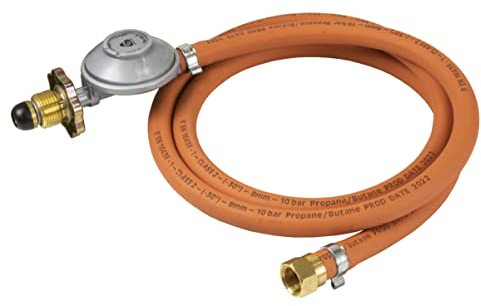 HAMILTON GAS PRODUCTS Hand-Wheel Propane Gas Hose & Regulator Kit - 1.5m of 8mm Hose & Clips | Compatible 5/8 UNF Connection & Propane Cylinders | For Garden BBQ, Grill or Stove Gas Bottle Regulator