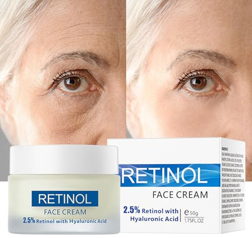 Retinol Gesichtscreme, Retinol Creme 50ml, Tagescreme & Nachtcreme mit Retinol, Face Feuchtigkeitscreme, Tag und Nacht Anti-Aging-Creme für Frauen und Männer, für Alle Hauttypen Skin Moisturizer