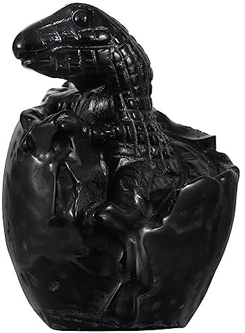 Nupuyai Carved Baby Dragon Egg Hatchling Statue Crystal Half Hatched Dinosaur Egg Figurine Decor for Home Office Desktop, Black Obsidian