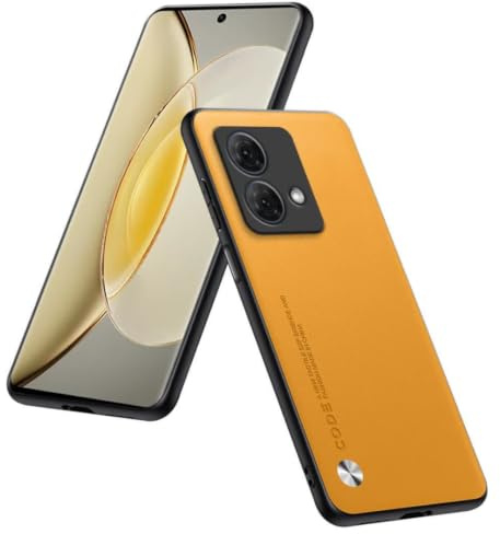 HULLIN Funda Compatible con Motorola Moto Edge 40 Neo (6.55), Cubierta Protectora Cuero PU - Amarillo