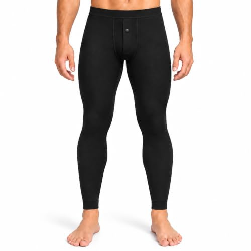 Calzamaglia Termica Uomo in Pile, Pantaloni Termici Uomo Felpati Invernali | Interno caldo in pile | Taglia unica | Traspirante ed elasticizzata | Ideale sotto pantaloni per moto, sci, lavoro e outdoor