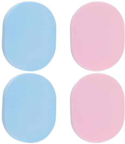 GORGECRAFT 4pcs 2 couleurs Éponge Nettoyante pour le Visage Ovale Réutilisable Éponge de Lavage du Visage Rose Bleu Tampons eponge Démaquillants pour le Nettoyage Quotidien Outil