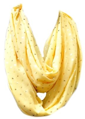 Jersey Loop Schal Tuch Halstuch Rundschal Schlauchschal Schmetterling Sterne glitzer (Gelb Sternen)