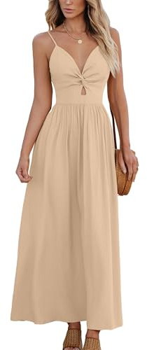 CUPSHE Vestido de Verano para Mujer, Cuello en V, con Tirantes, Estilo Bohemio, Informal, para Fiesta en la Playa